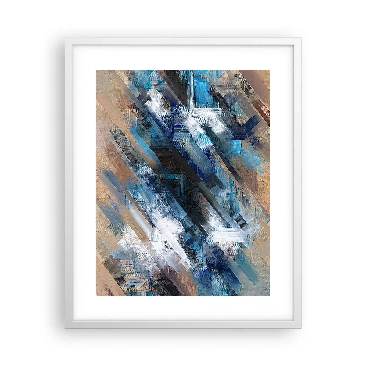 Poster in een witte lijst - Op een blauwe diagonaal - 40x50 cm