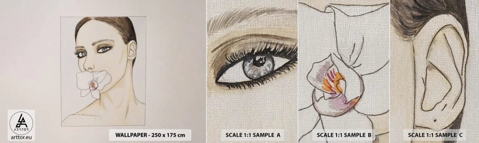 Fotobehang Monster Premium Canvas - Een symbool van elegantie en schoonheid - Abstractie, Deel, Vrouw - 100x30 cm