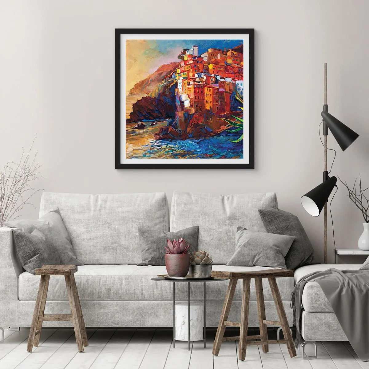 Poster in een zwarte lijst - Italiaanse sfeer - 60x60 cm