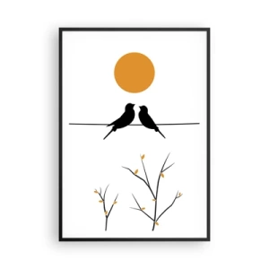 Poster in een zwarte lijst - Nachtegalen avond - 70x100 cm