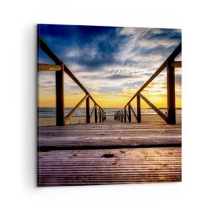 Schilderen op canvas - Rechtstreeks naar het rustige strand bij zonsondergang - 60x60 cm