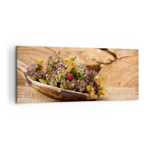 Schilderen op canvas - Kleurrijke bloemen en geurige kriuden - 120x50 cm