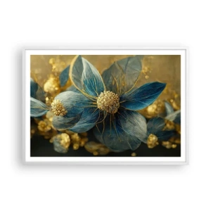 Poster in een witte lijst - Bloei met goud - 100x70 cm