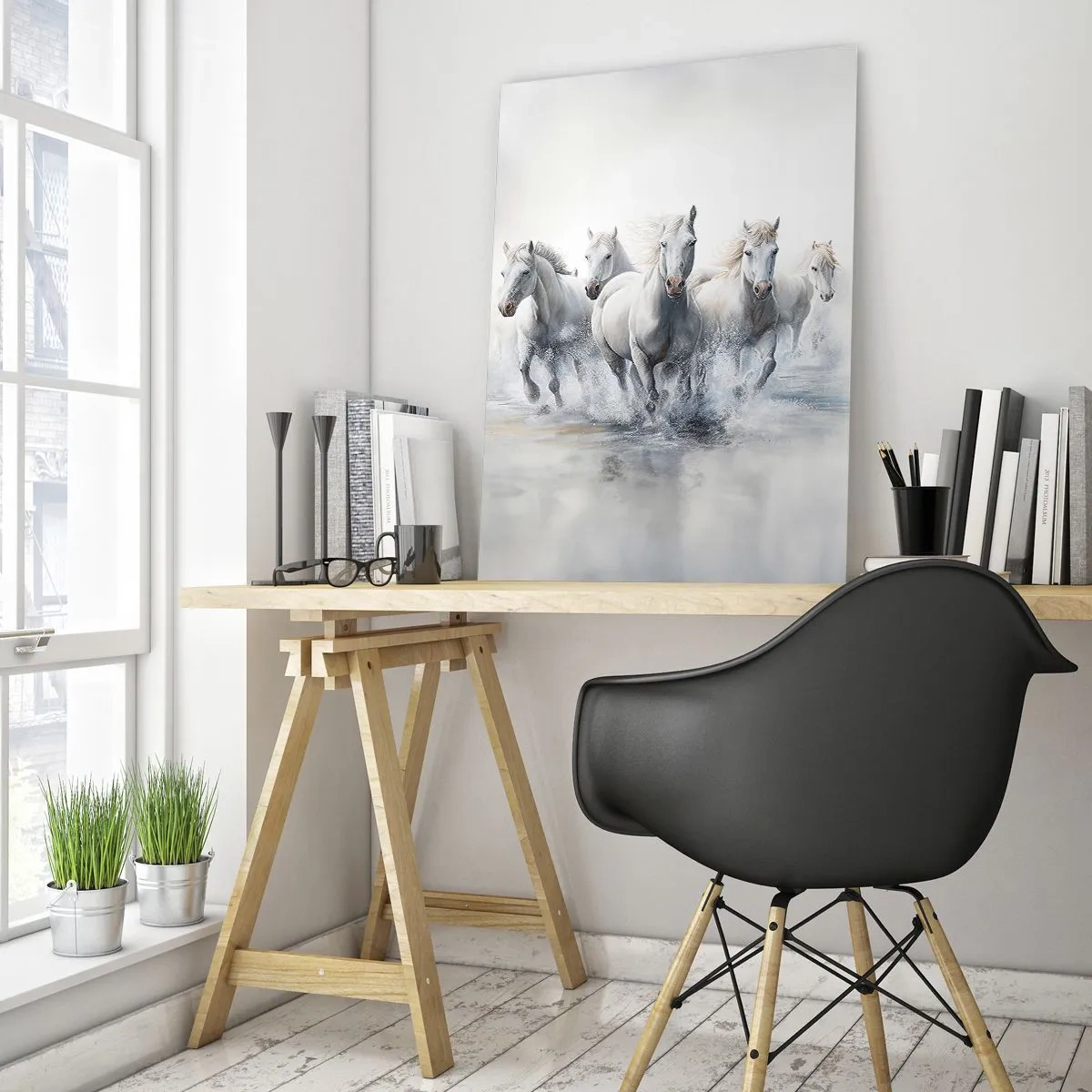 Schilderen op glas - Witte magie - 70x100 cm