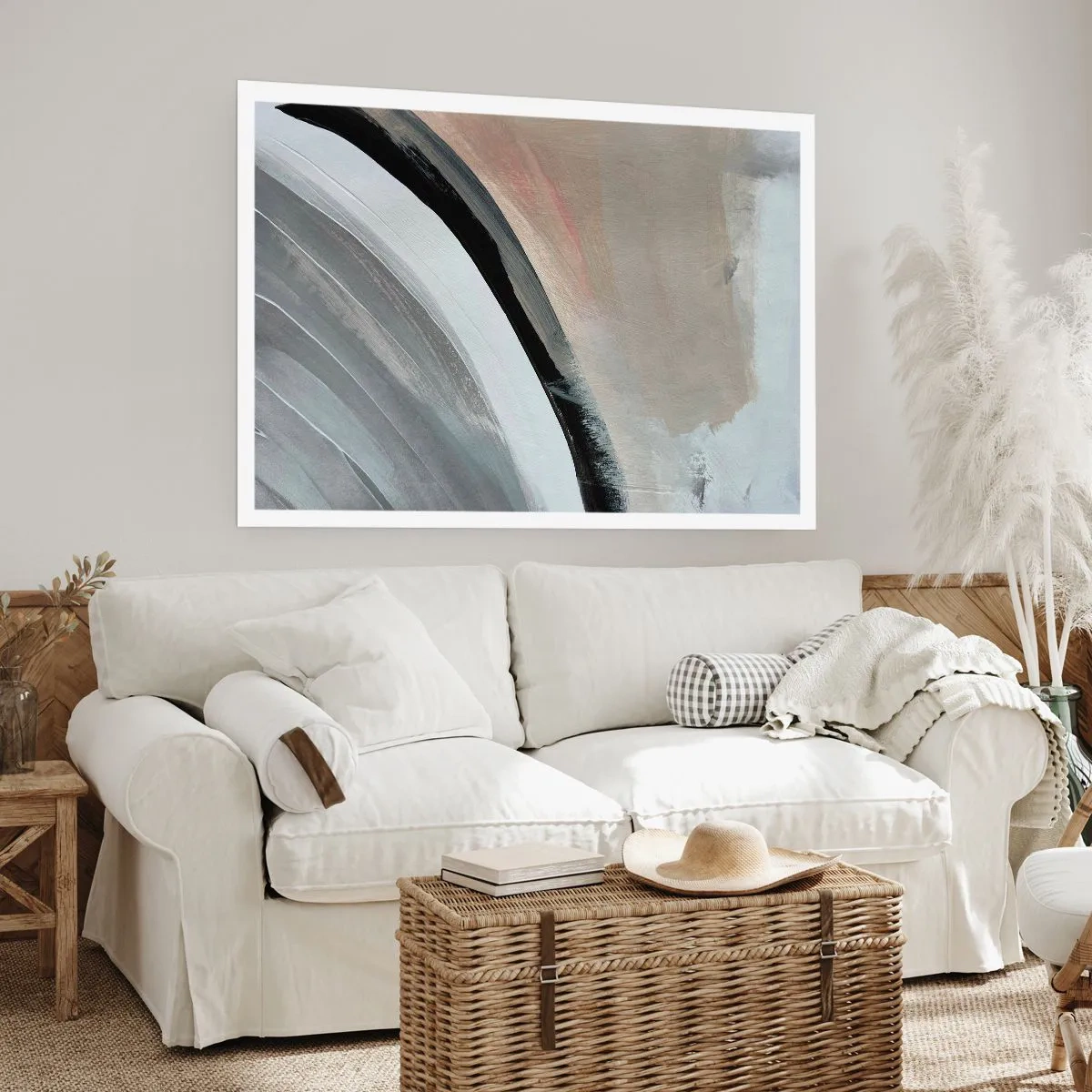 Poster - Compositie: boog van zwart en grijs - 50x40 cm
