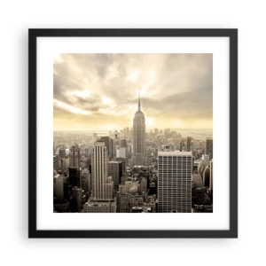 Poster in een zwarte lijst - New York geweven van grijs - 40x40 cm