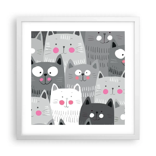 Poster in een witte lijst - De wereld van de kat - 40x40 cm