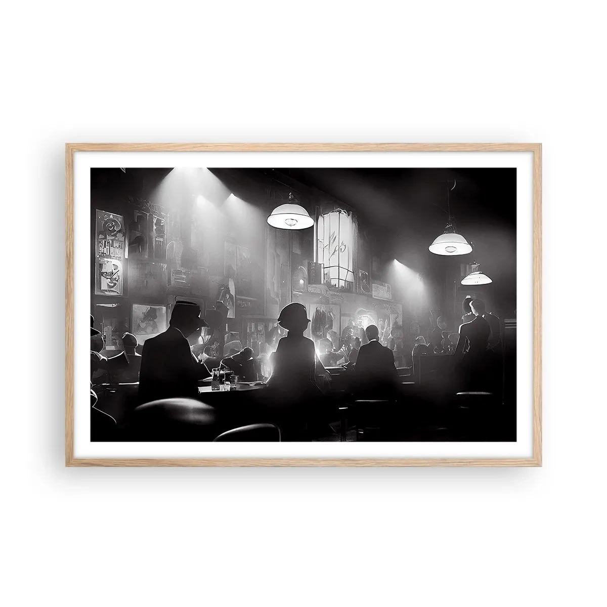 Een poster in een licht eiken lijst - In jazz-sfeer - 91x61 cm
