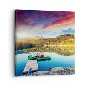 Schilderen op canvas - Over het water zo glad als een spiegel - 30x30 cm