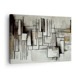 Schilderen op canvas - Abstracte rechthoeken in tinten grijs en zwart - 70x50cm - De kracht van eenvoud - Moderne wanddecoratie voor woonkamer en slaapkamer ARTTOR