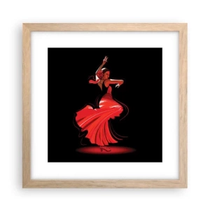 Een poster in een licht eiken lijst - De vurige geest van flamenco - 30x30 cm