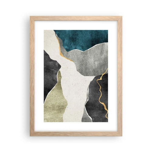 Een poster in een licht eiken lijst - Mozaïekcompositie met gouddraad - 30x40 cm