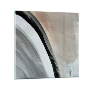Schilderen op glas - Compositie: boog van zwart en grijs - 30x30 cm