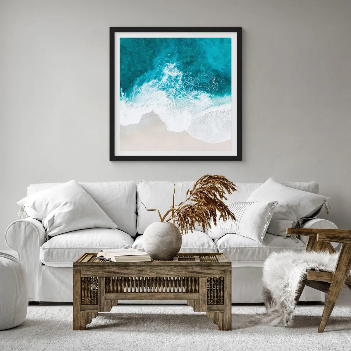Poster in een zwarte lijst - Natuurlijke streling - 30x30 cm