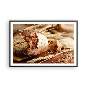 Poster in een zwarte lijst - Smakelijk, geurig, knapperig - 91x61 cm
