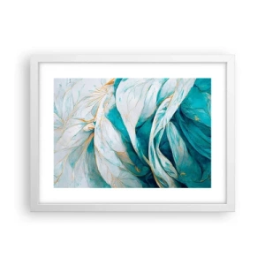 Poster in een witte lijst - Blauwe abstractie met een gouden motief - 40x30 cm