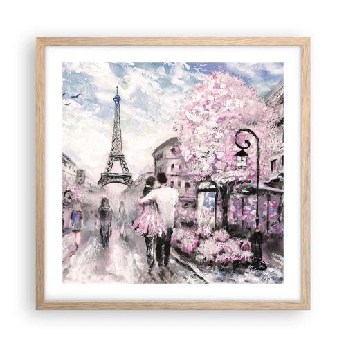 Een poster in een licht eiken lijst - Hoe verliefd te worden is alleen in ... - 50x50 cm