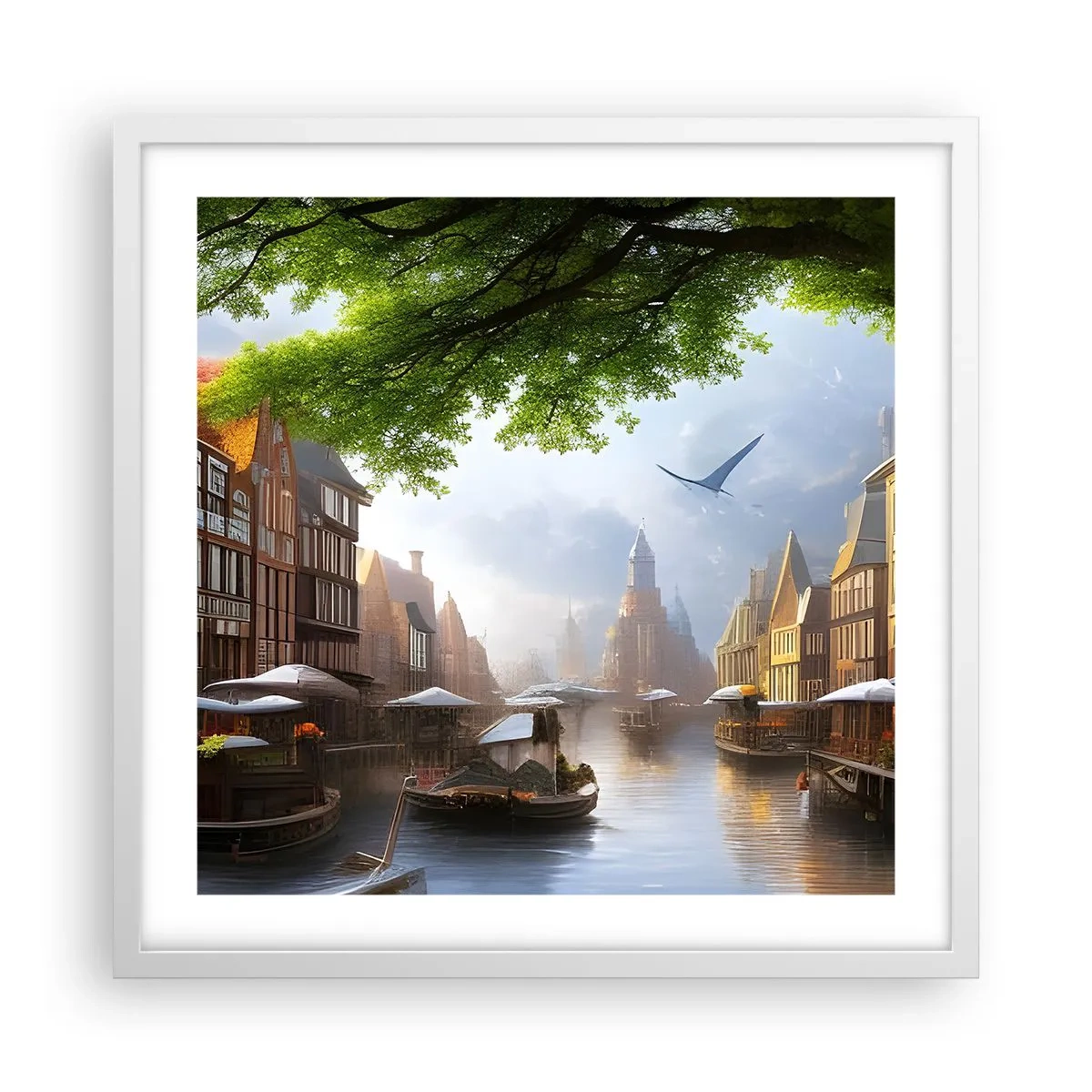 Poster in een witte lijst - Hollands stadsbeeld - 50x50 cm