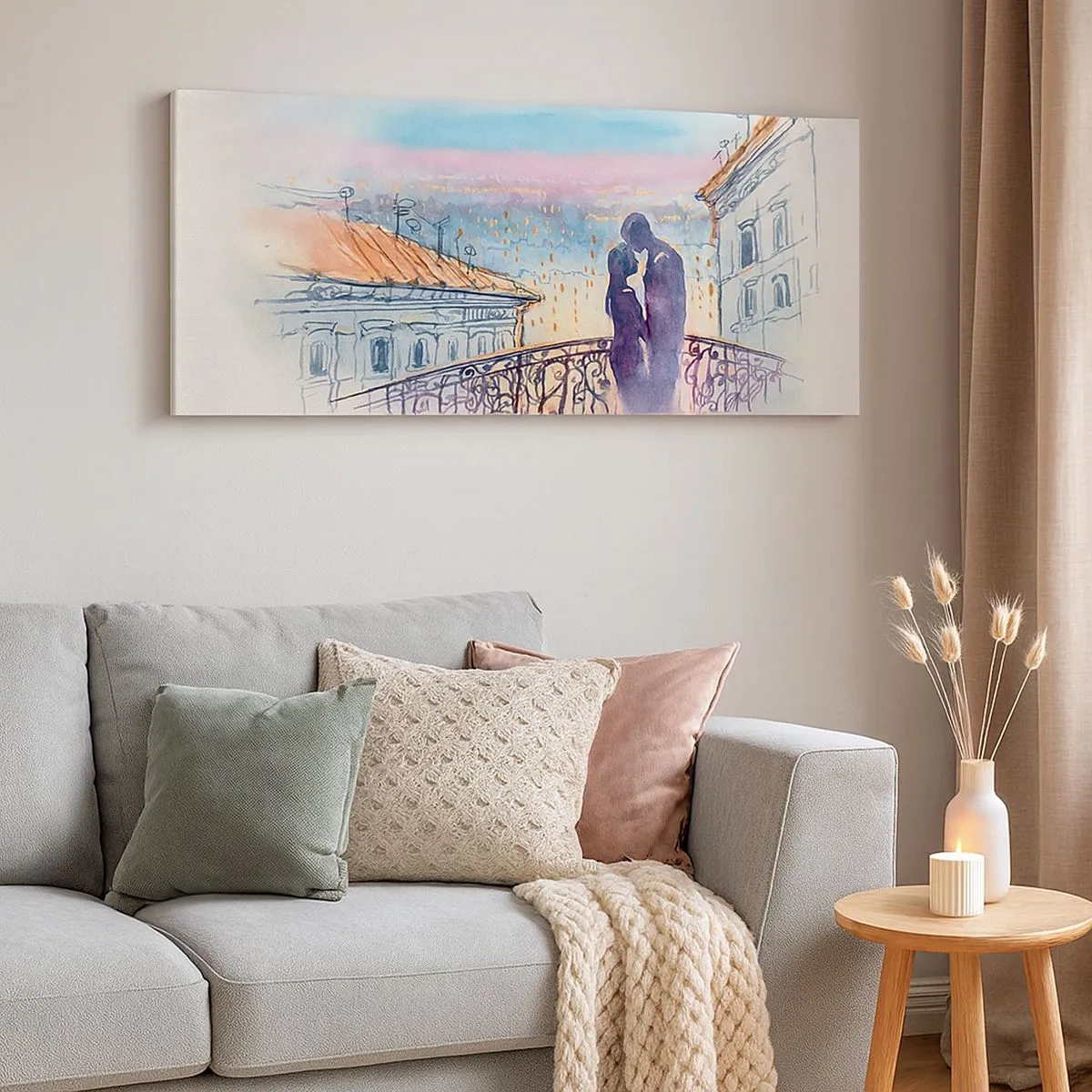Schilderen op canvas - Parijs liefhebbers - 100x40 cm