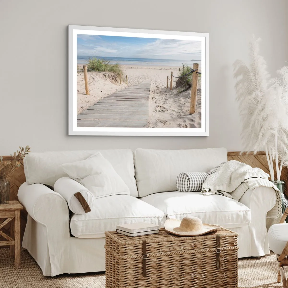 Poster in een witte lijst - naar de horizon - 100x70 cm