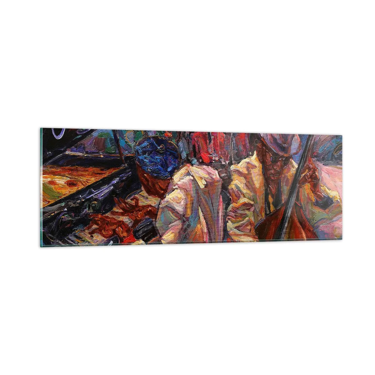 Schilderen op glas - In hetzelfde ritme - 90x30 cm