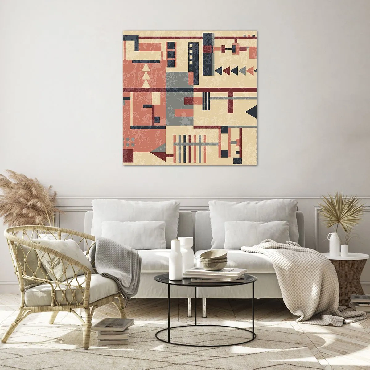 Schilderen op glas - Een combinatie van verticalen en horizontalen - 50x50 cm
