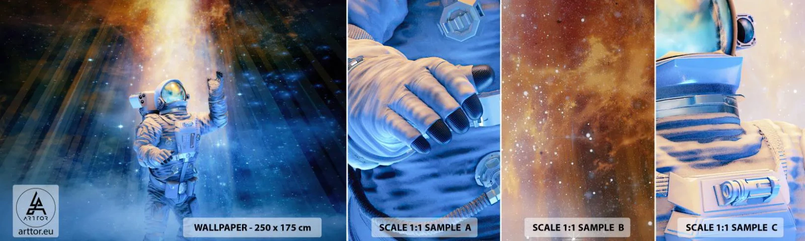 Fotobehang Monster Zelfklevend Deluxe Sticker - Eindelijk aan het einde - Abstractie, Astronaut, Kosmos - 100x30 cm