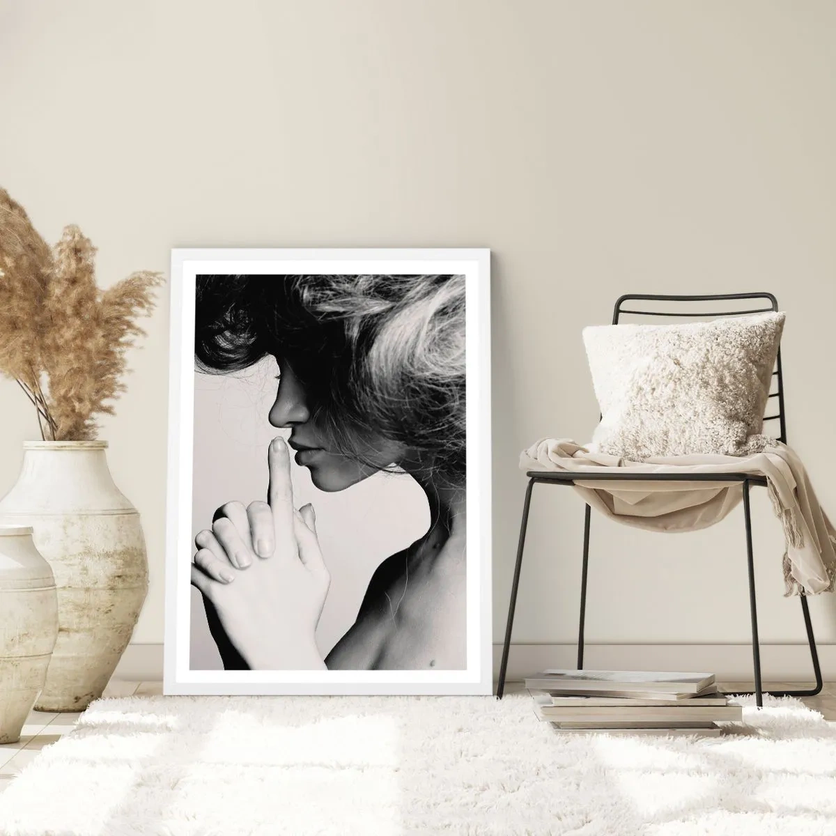 Poster in een witte lijst - Luisteren naar zichzelf - 70x100 cm