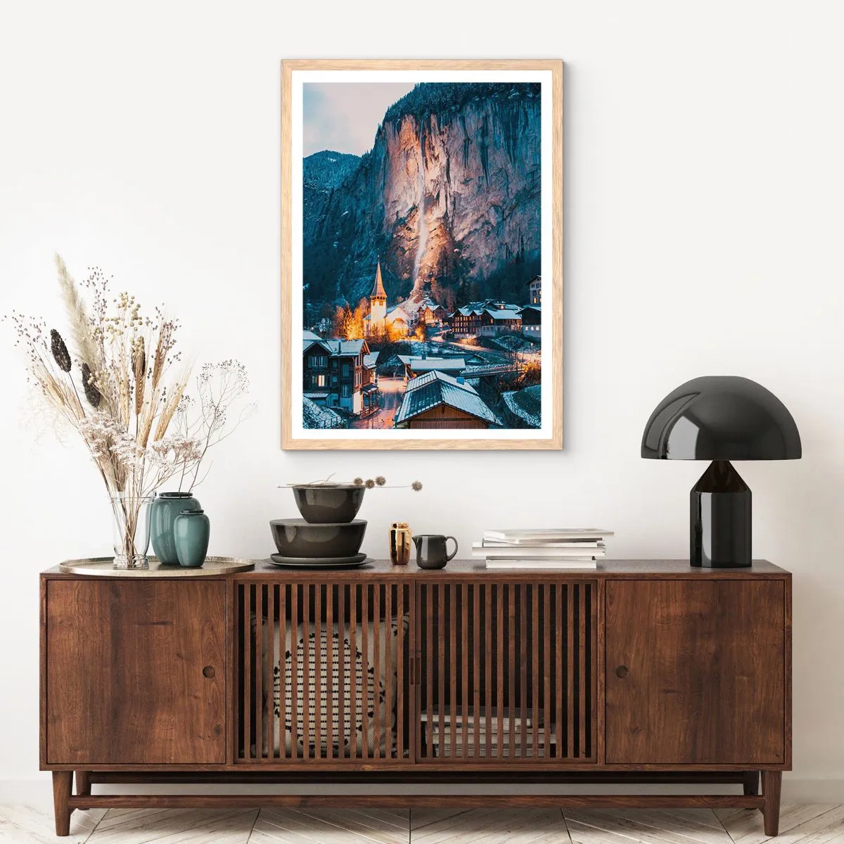 Een poster in een licht eiken lijst - De stralende geest van de winter - 40x50 cm