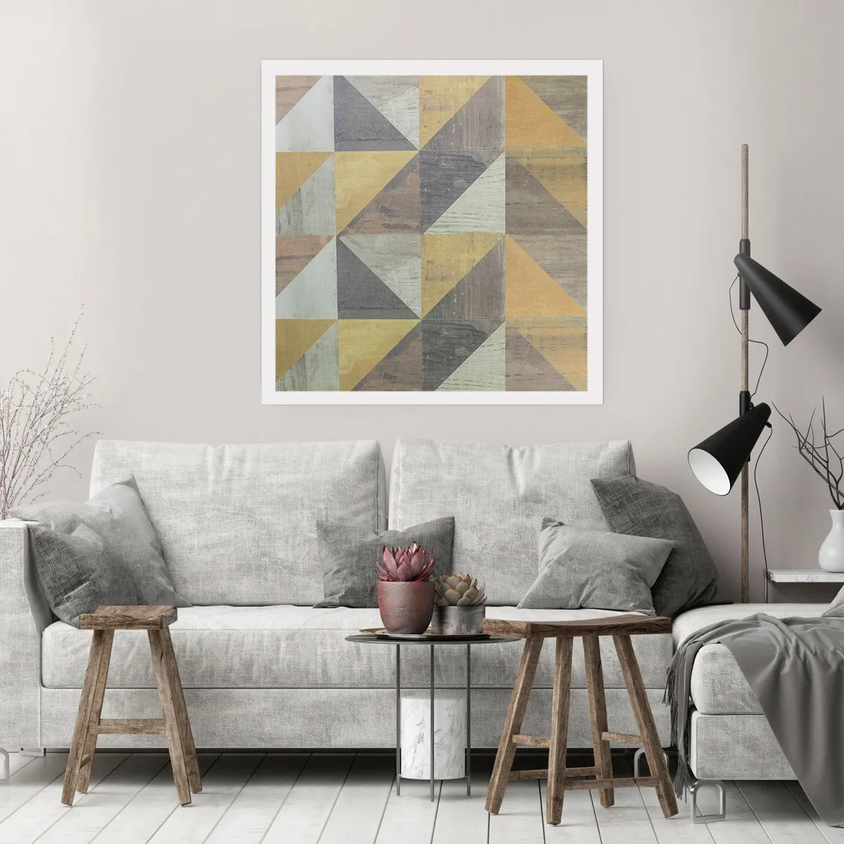 Poster - Op de hoek van de driehoek - 50x50 cm
