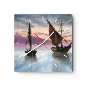 Wandklok - Klok - Avond in de haven - 30x30 cm