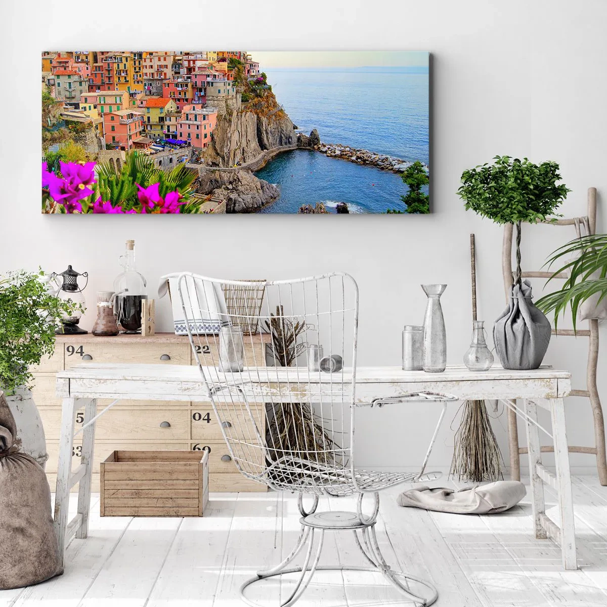 Schilderen op canvas - Lachende stad - 100x40 cm