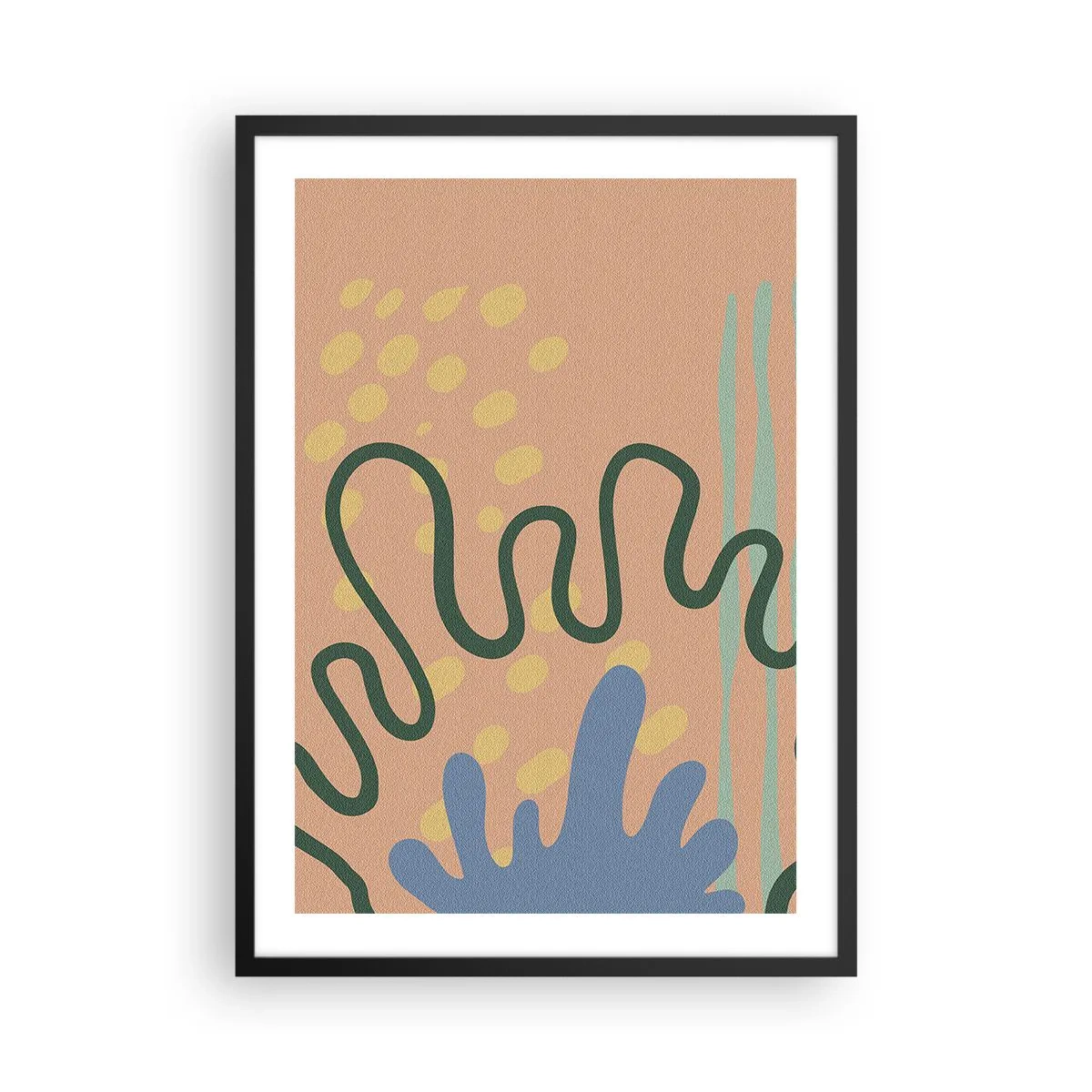 Poster in een zwarte lijst - Abstracte compositie in warme kleuren - 50x70cm - Abstractie: verscheidenheid van de natuur - Moderne wanddecoratie voor woonkamer en slaapkamer ARTTOR