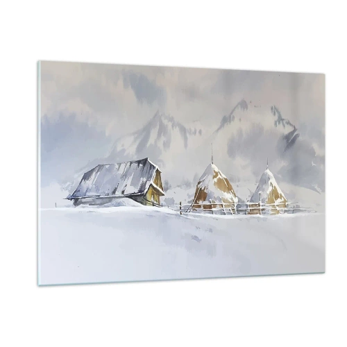 Schilderen op glas - In een besneeuwde vallei - 120x80 cm