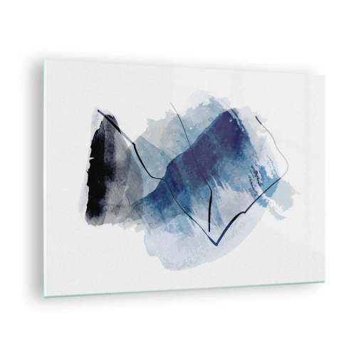 Schilderen op glas - Abstracte compositie in tinten blauw - 70x50cm - Ijsberg - Moderne wanddecoratie voor woonkamer en slaapkamer ARTTOR
