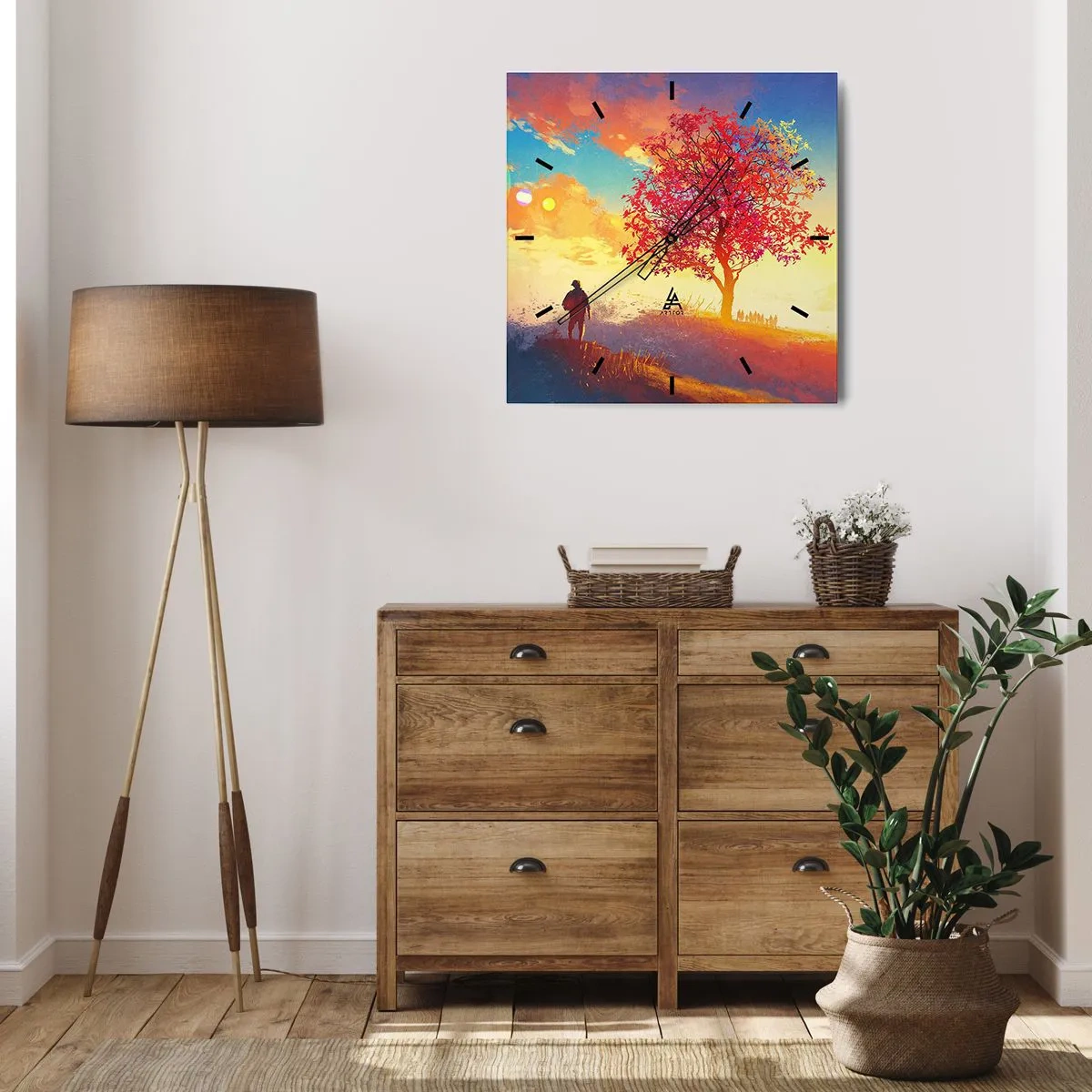 Wandklok - Klok - Pelgrim bij de bestemming - 30x30 cm