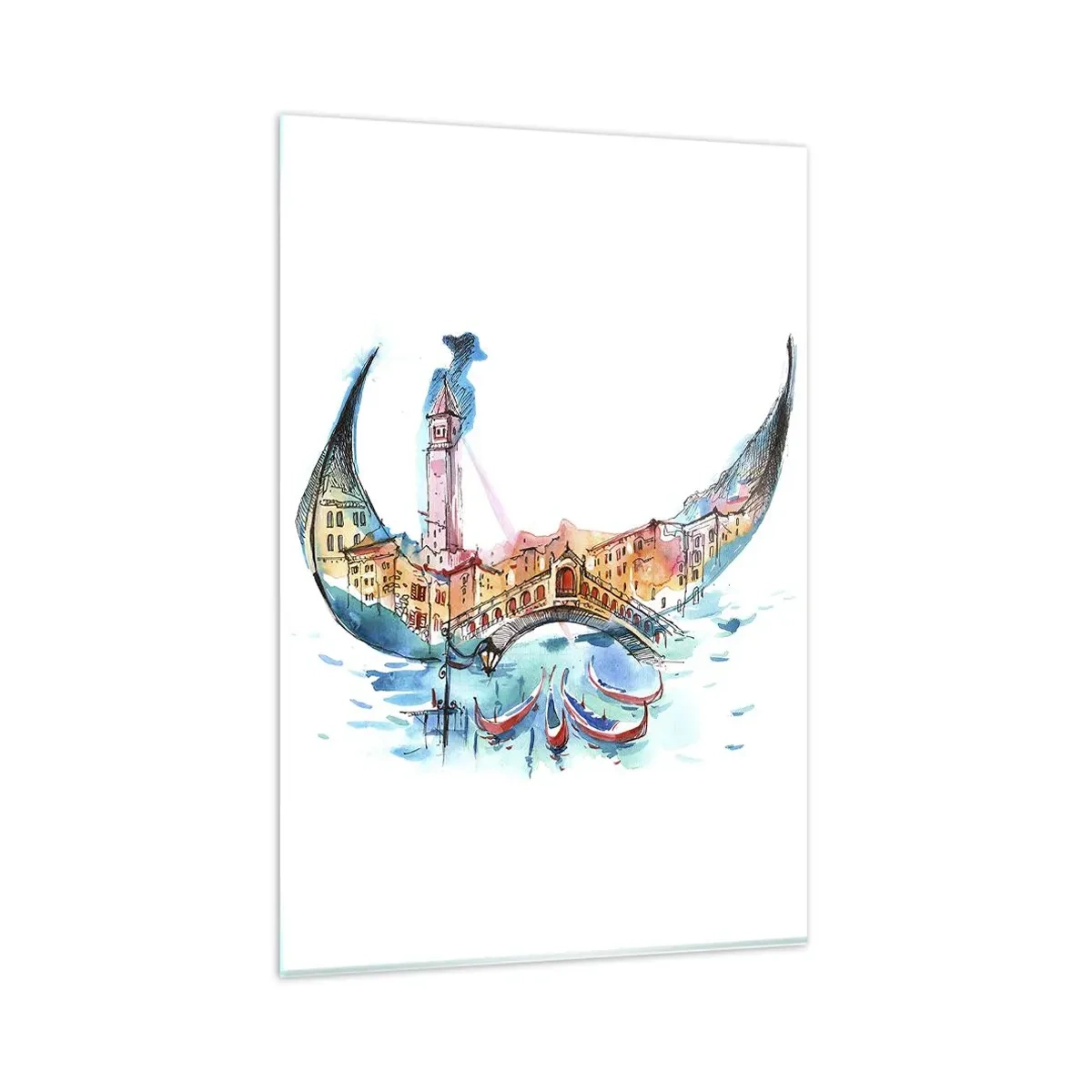 Schilderen op glas - We varen door de stad - 80x120 cm