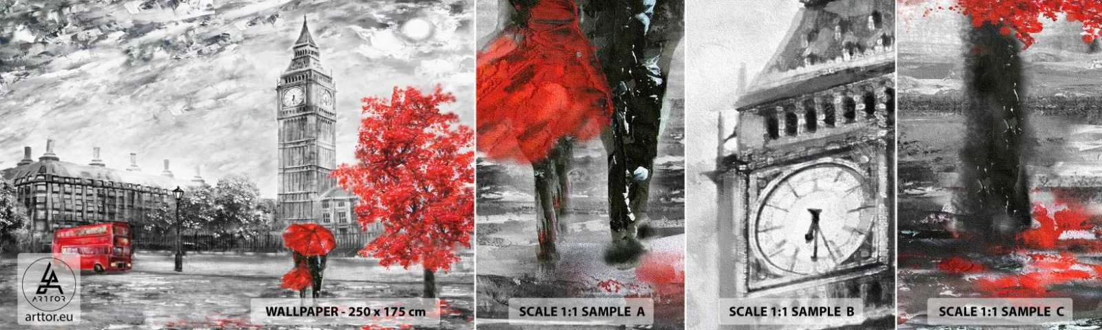 Fotobehang Monster Zelfklevend Deluxe Sticker - Een spannende dag - Stad, Londen, Architectuur - 100x30 cm