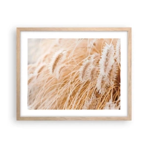 Een poster in een licht eiken lijst - Het gouden geritsel van het gras - 50x40 cm