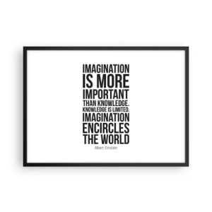 Poster in een zwarte lijst - Einstein over de kracht van verbeelding - 70x50 cm