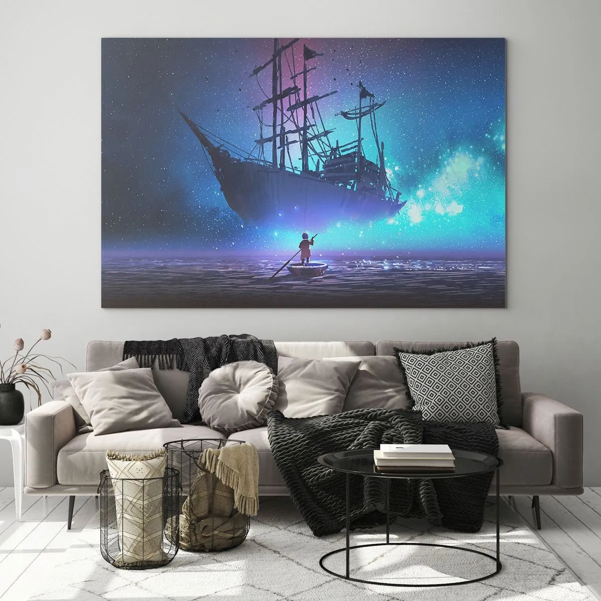 Schilderen op glas - Ontmoeting met de mythe van de zee - 120x80 cm
