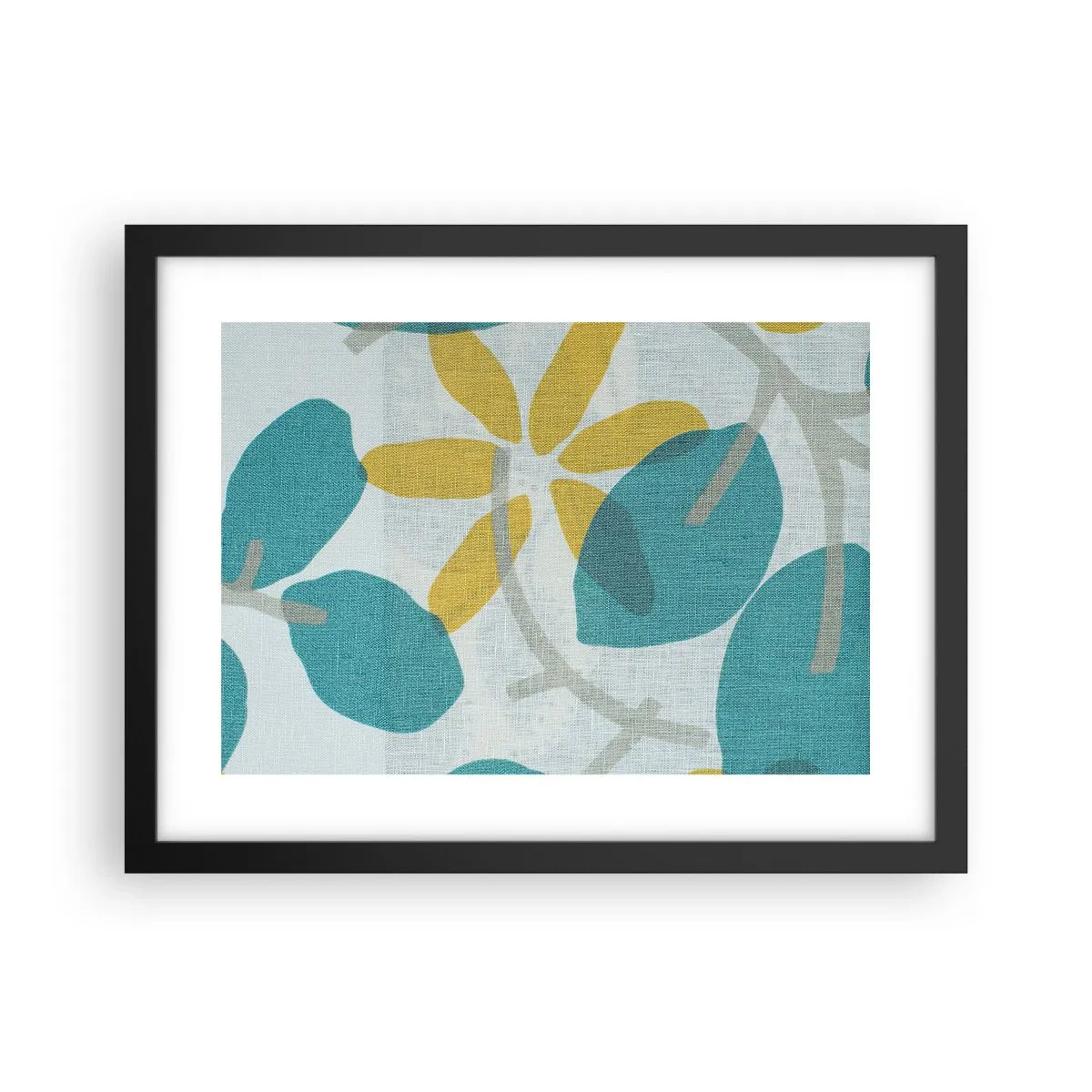 Poster in een zwarte lijst - Tussen de azuurblauwe bladeren - 40x30 cm