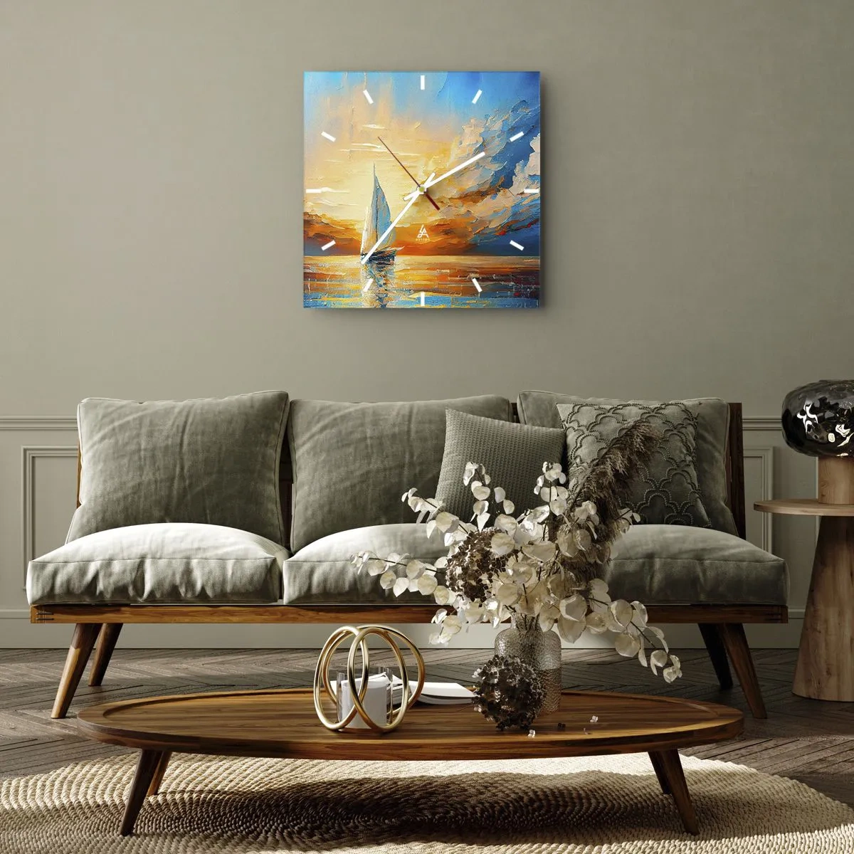 Wandklok - Klok - Zeilen in goud - 30x30 cm