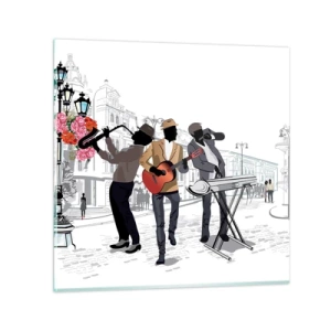 Schilderen op glas - Straatmuziek - 70x70 cm