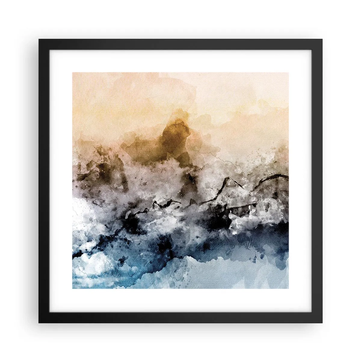 Poster in een zwarte lijst - Verdronken in een wolk van mist - 40x40 cm