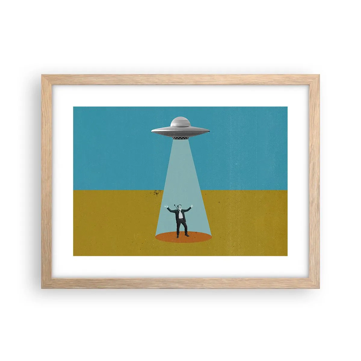 Een poster in een licht eiken lijst - Een nauwe ontmoeting - 40x30 cm