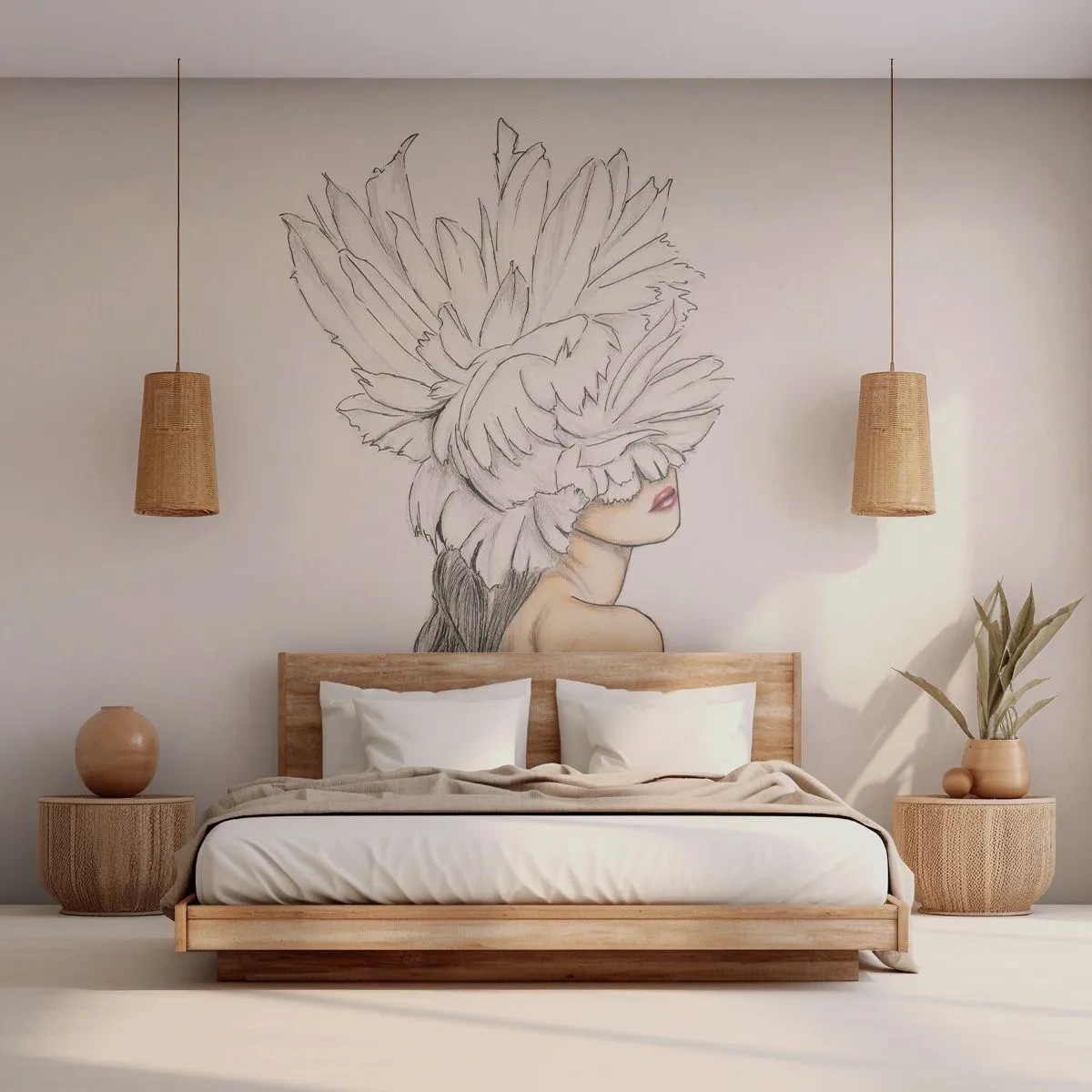 Fotobehang Premium Sand - gekroonde schoonheid - Abstractie, Vrouw, Lichaam - 250x175 cm