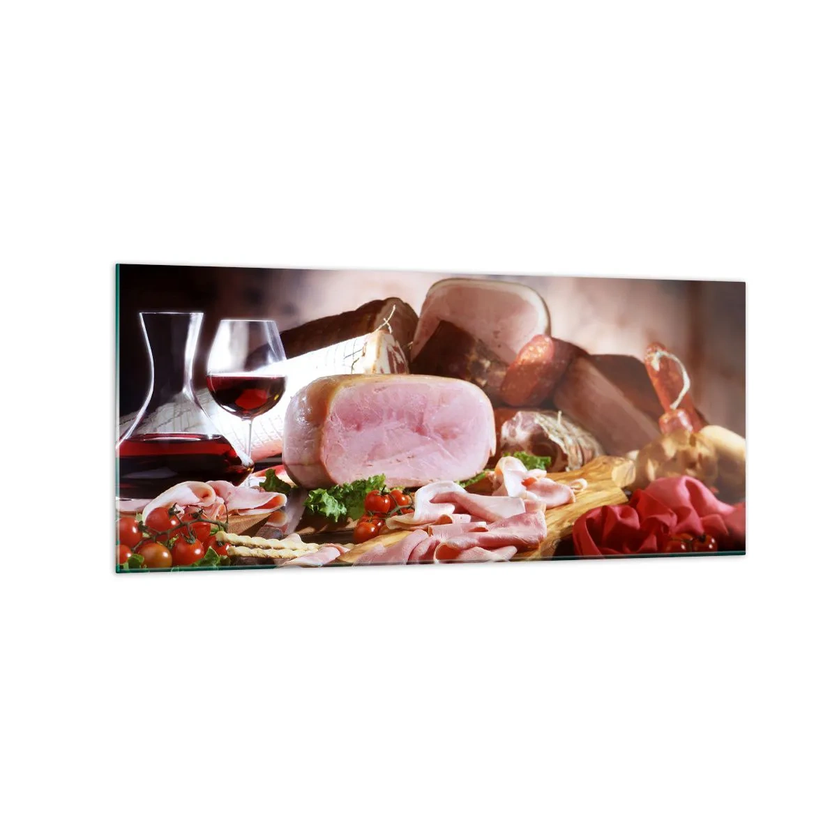 Schilderen op glas - Een culinaire droom met een karaf - 120x50 cm