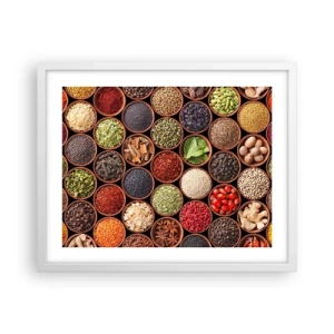 Poster in een witte lijst - Alle smaken van de wereld - 50x40 cm