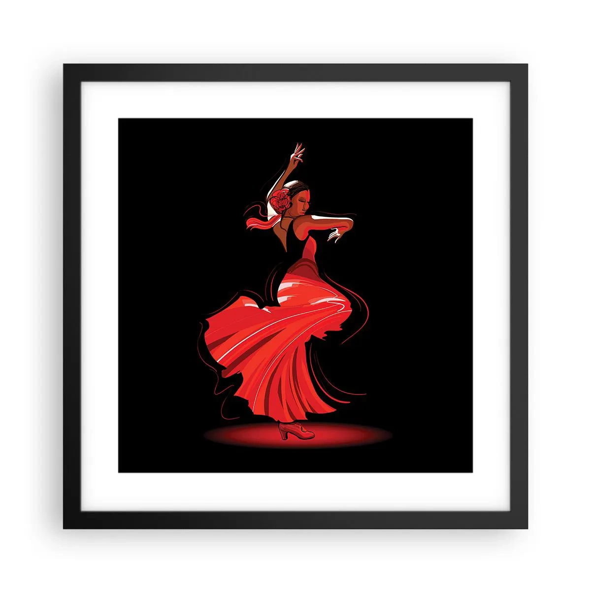 Poster in een zwarte lijst - De vurige geest van flamenco - 40x40 cm